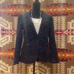 Blue Southwestern Blazer with black designs